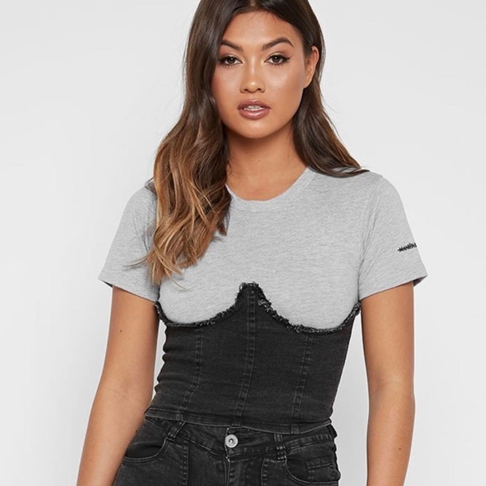 Maniere De Vior Grey Corset Baby T-Shirt